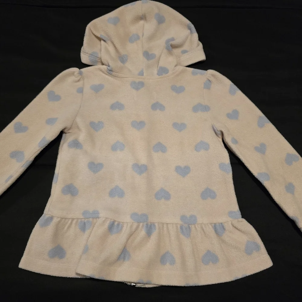 The Childrens Place Girls Heart Zip Up Jacket Sweater Bear Ears Pink‎ Size 4T